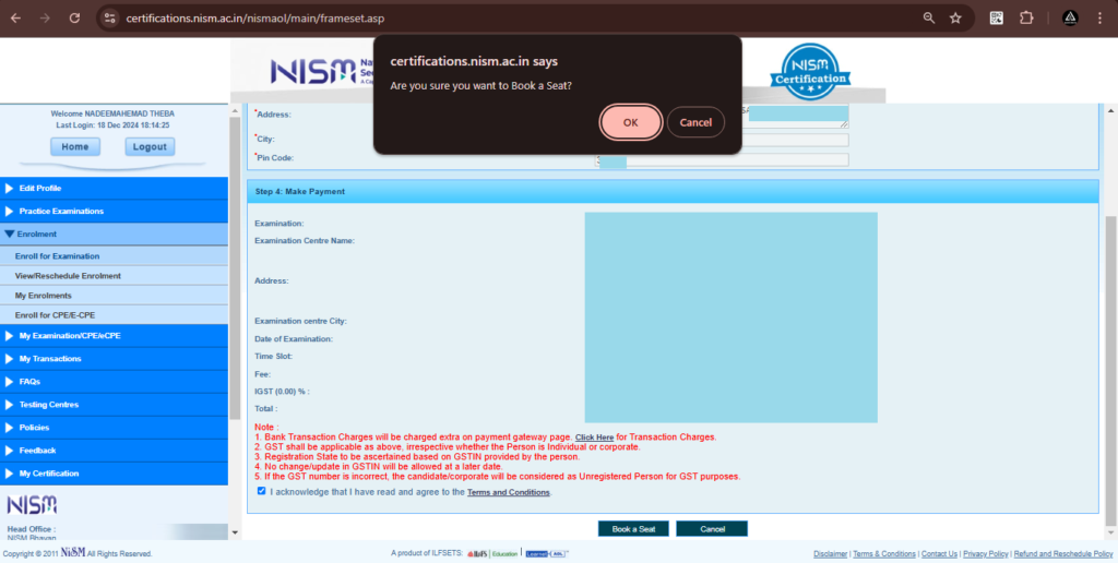 You will see the TPSL screen. Click on the ‘Submit’ button.