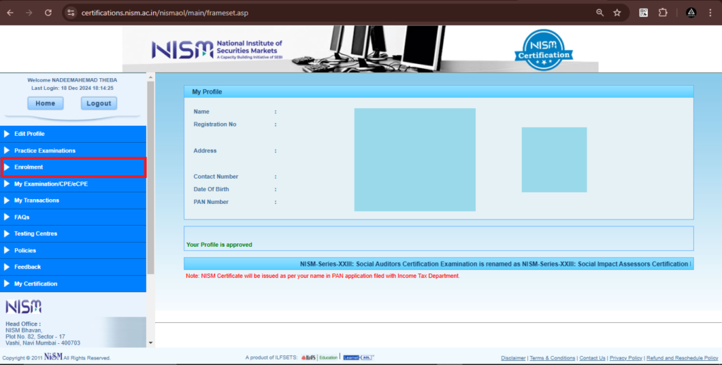 Now, click on the ‘Process to Testing Center Selection’ button.