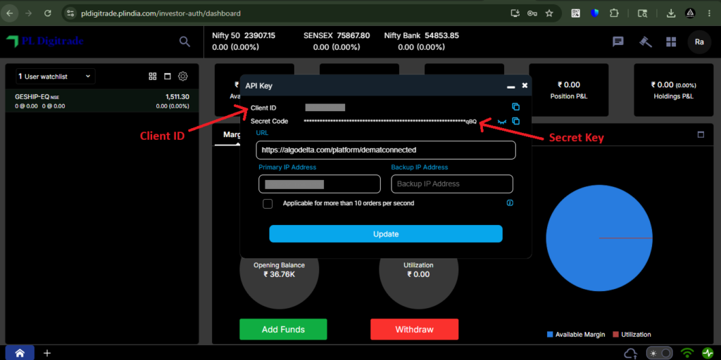 Then, you will be able to view your Client ID and API Secret Key, which are required for secure API…